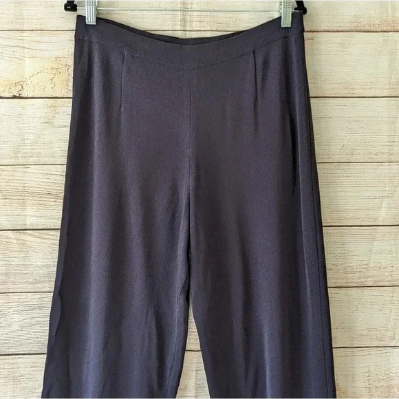 Exclusively Misook Classic Knit Silky Pull-On Pants Blue Purple Side Slit - Picture 3 of 10